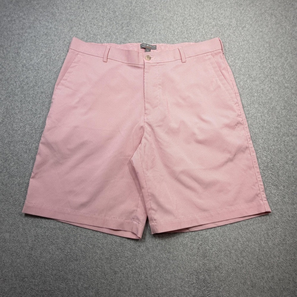 Peter Millar Carborro Shorts Mens 34 Pink Stripe Golf Wicking 9 Inch Salem